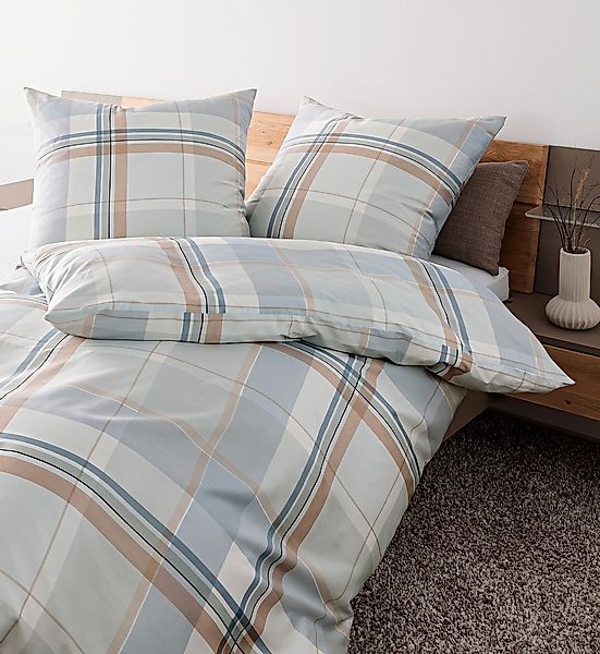 Janine Janine Mako-Satin Bettwäsche moments 98119 grün rosa Größe:  240x220 günstig online kaufen