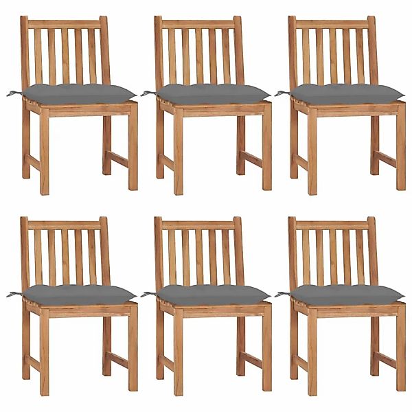 Gartenstühle 6 Stk. Mit Kissen Massivholz Teak günstig online kaufen