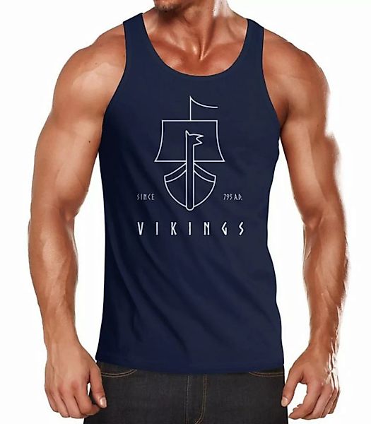 Neverless Tanktop Herren Tanktop Wikinger Schiff Vikings Lineart Slim Fit N günstig online kaufen