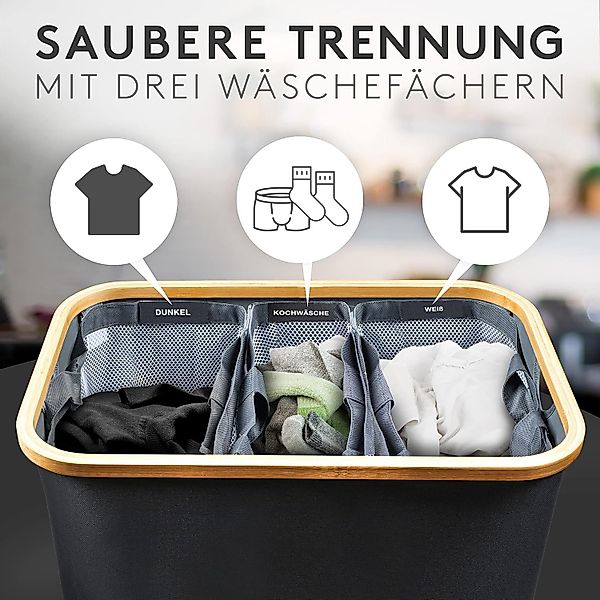 Falkenwerk Wäschekorb 3 Fächer Wäschesammler mit günstig online kaufen