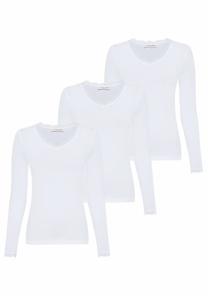YSABEL MORA Langarmshirt "BASIC COLLECTION COTTON WITH LACE" 3er Pack, das günstig online kaufen