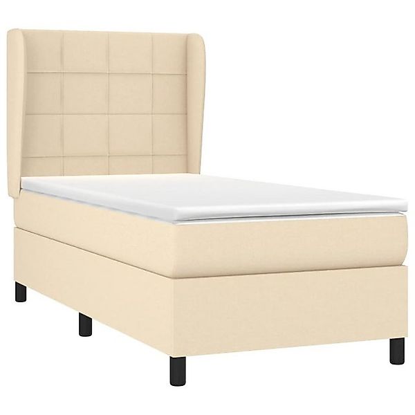 vidaXL Boxspringbett Boxspringbett mit Matratze Creme 90x200 cm Stoff Bett günstig online kaufen