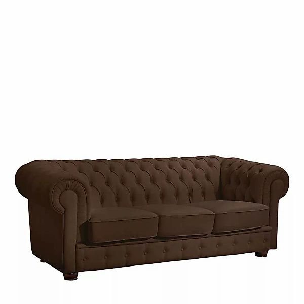 Dreisitzer Couch Chesterfield in Braun Echtleder günstig online kaufen