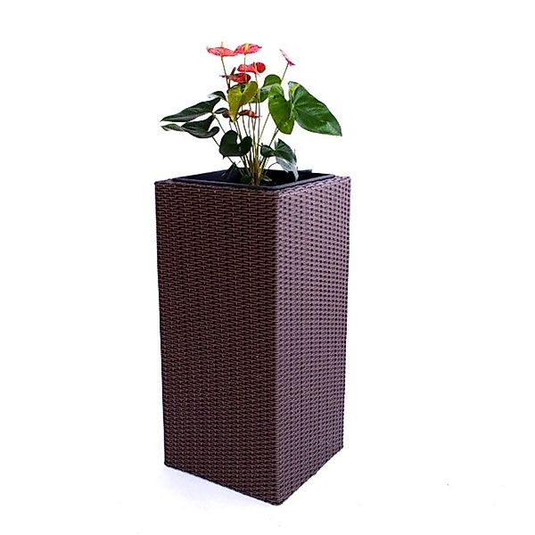 Elegant Einrichten Pflanzkübel Polyrattan Säule 40x40x84cm Braun günstig online kaufen