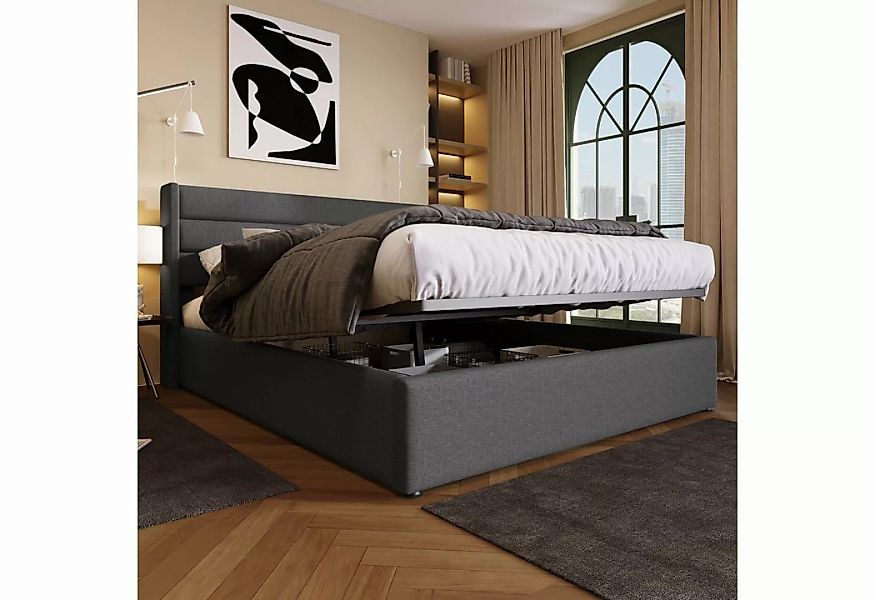 REDOM Polsterbett Stauraumbett Doppelbett, Bett mit Lattenrost aus Metallra günstig online kaufen