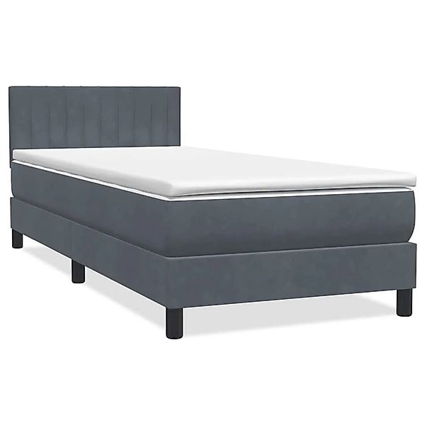 vidaXL Boxspringbett mit Matratze & LED Dunkelgrau 90x210 cm Samt 3317056 günstig online kaufen