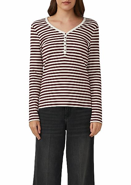 s.Oliver Langarmshirt mit kurzer Knopfleiste, in Ripp-Optik günstig online kaufen