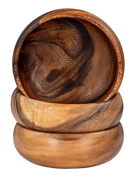 Levandeo® Dekoteller, 3er Set Snackschale Holz Akazie 15x4cm Rund Schale Ob günstig online kaufen