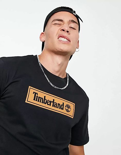 Timberland – Linear – Logo-T-Shirt in Schwarz günstig online kaufen