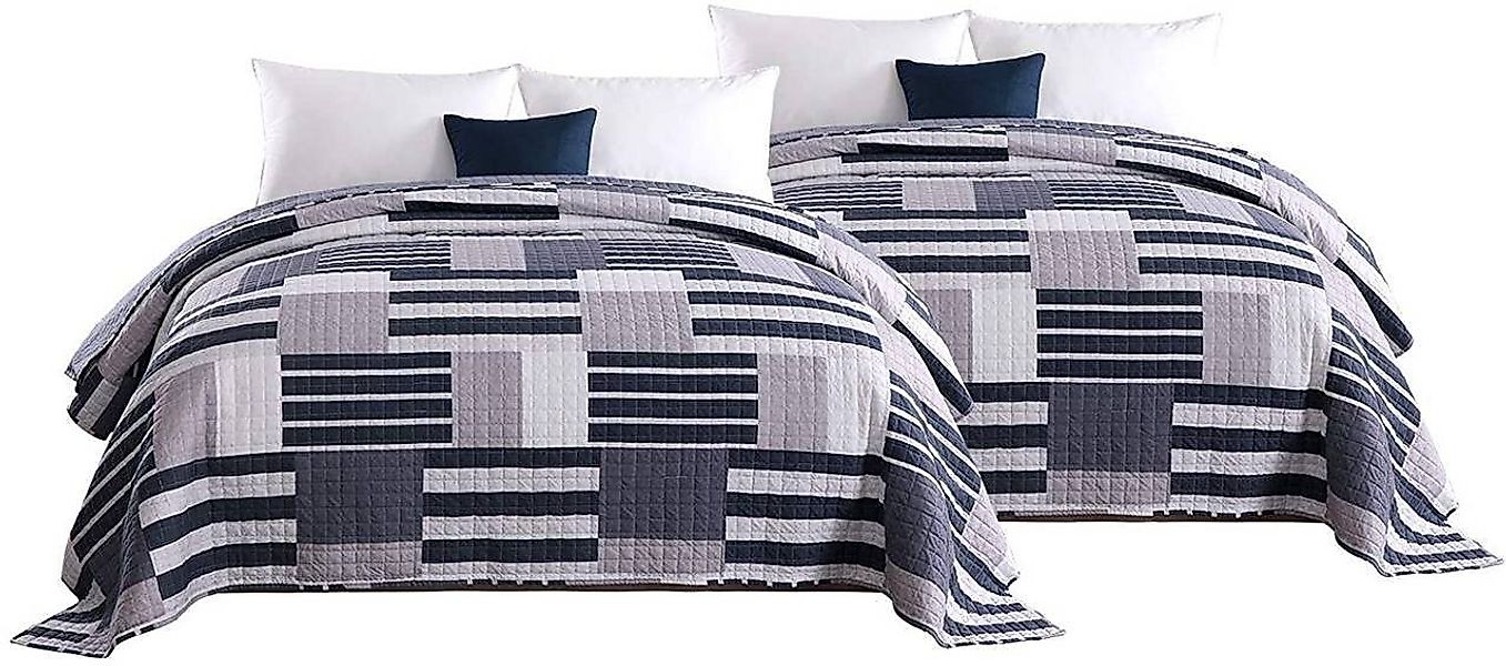 Woltu Tagesdecke, 2 x Tagesdecken Bettüberwurf Steppdecke Patchwork günstig online kaufen