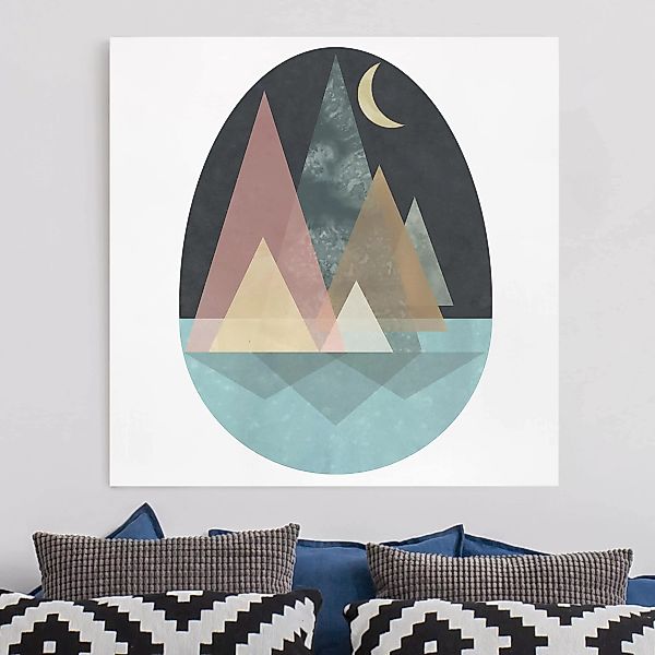 Leinwandbild - Quadrat Utopische Landschaft - Mond günstig online kaufen