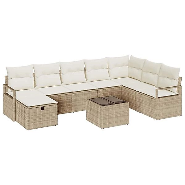 vidaXL Garten-Sofa-Set 8-Tlg Beige Poly Rattan 3360572 günstig online kaufen