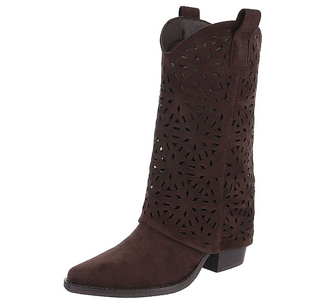 Ital-Design Moderne Damen-Stiefel mit Ausstanzungen für Alltag und Freizeit günstig online kaufen