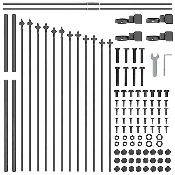 vidaXL Gartenzaun Grau 170 x 100 cm Pulverbeschichteter Stahl 42003903 günstig online kaufen