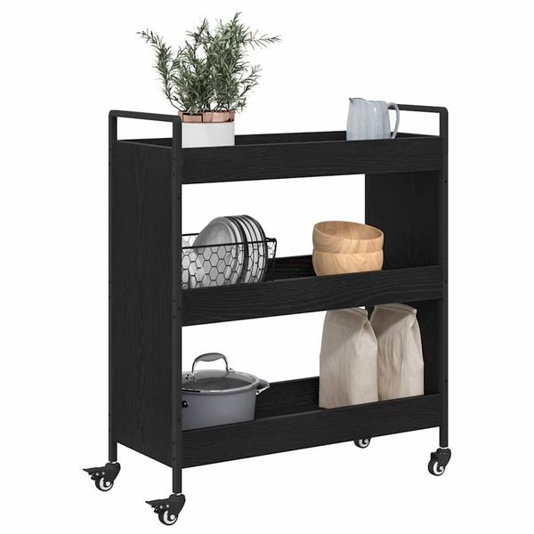 vidaXL Küchenwagen Küchentrolley Schwarz Eichen-Optik 70 günstig online kaufen
