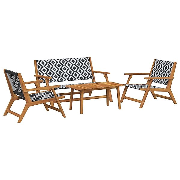 vidaXL Gartenstühle mit Tisch-Set - 4 Teile Schwarz und Weiß aus Massivem A günstig online kaufen
