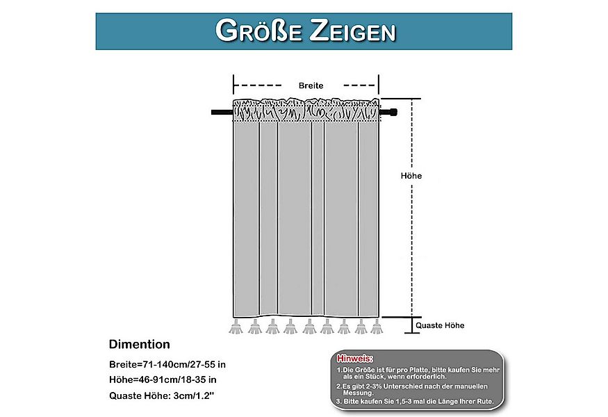 BTTO V&G Scheibengardine Kurze Scheibengardine mit Quasten,Vorhang (1 St), günstig online kaufen