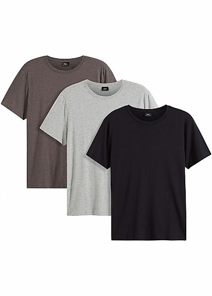 bonprix T-Shirt "T-Shirt (3er Pack)" Packung, 3, 3 Stk. bequemer Regular Fi günstig online kaufen