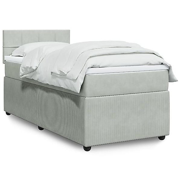 vidaXL Bettgestell Boxspringbett mit Matratze Hellgrau 90x200 cm Samt Bett günstig online kaufen