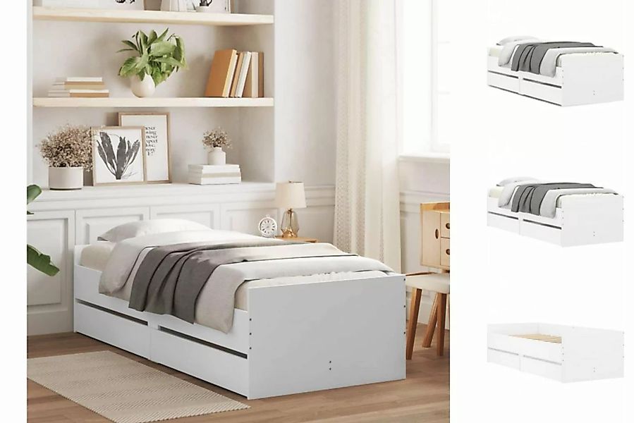 vidaXL Bettgestell Bett mit Schubladen Weiß 75x190 cm Bett Bettgestell günstig online kaufen