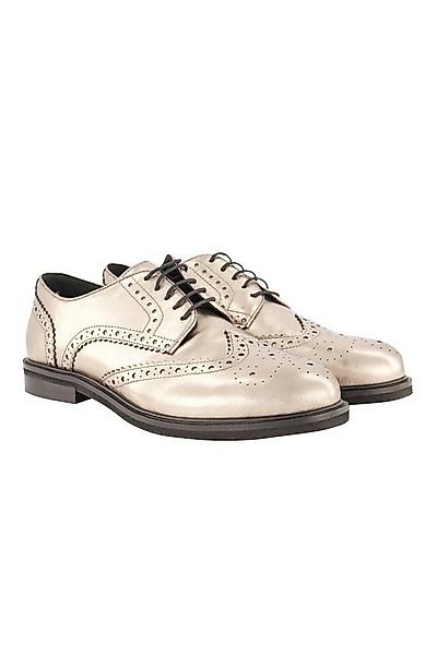 Ulla Popken Budapester-Lederschuh Metallic-Optik Weite H Mokassin günstig online kaufen