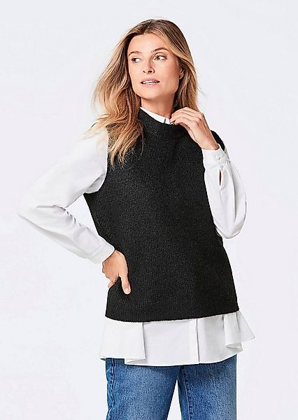 GOLDNER Strickpullover Edler Rippstrick Pullunder, Stehkragen Modischer Kur günstig online kaufen