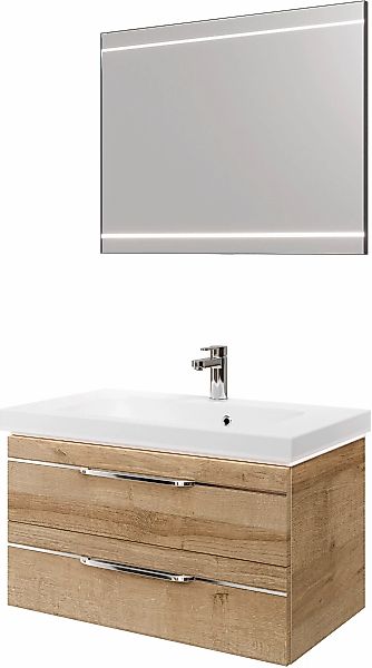 Saphir Badmöbel-Set "Balto 2-teilig Mineralmarmor-Waschtisch mit LED-Spiege günstig online kaufen