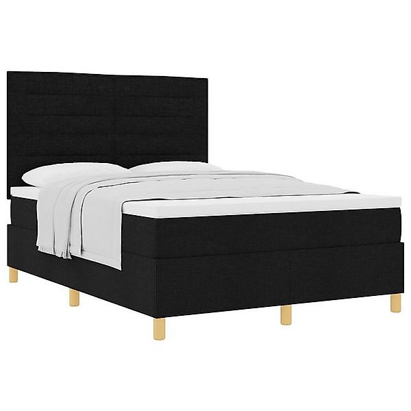 vidaXL Bett Boxspringbett mit Matratze Schwarz 140x200 cm Stoff (1-tlg) günstig online kaufen