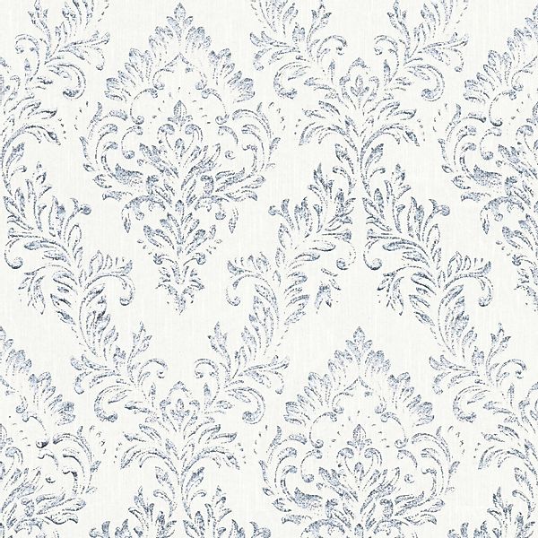 Bricoflor Ornament Tapete Weiß Silber Barock Textiltapete mit Metallic Glit günstig online kaufen