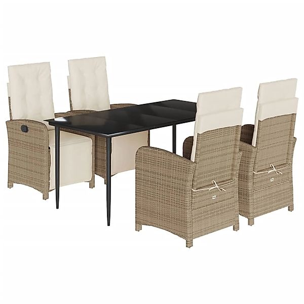 vidaXL 5-Tlg Garten-Essgruppe mit Kissen Beige Poly Rattan 3212573 günstig online kaufen