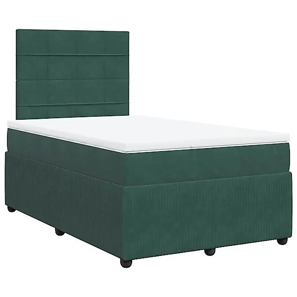 vidaXL Boxspringbett mit Matratze Dunkelgrün 120x190 cm Samt 3294589 günstig online kaufen