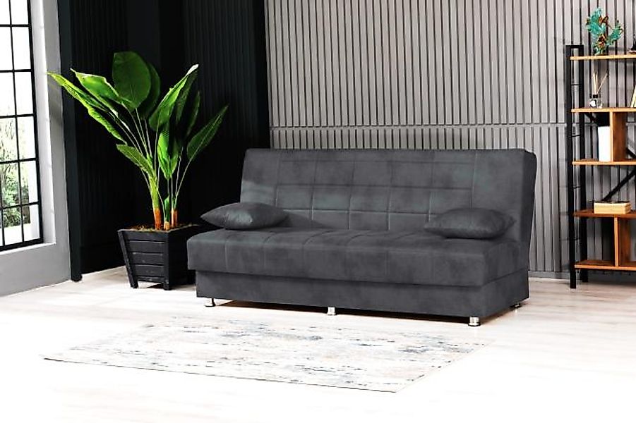 Schlafsofa  ca. 190x87x87 cm inkl. kleine Kissen  Grau günstig online kaufen