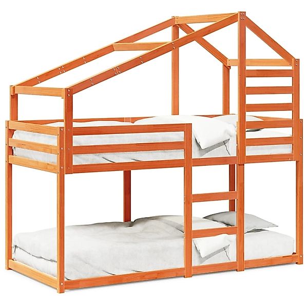vidaXL Etagenbett mit Dach Wachsbraun 90x200 cm Massivholz Kiefer2096946 günstig online kaufen