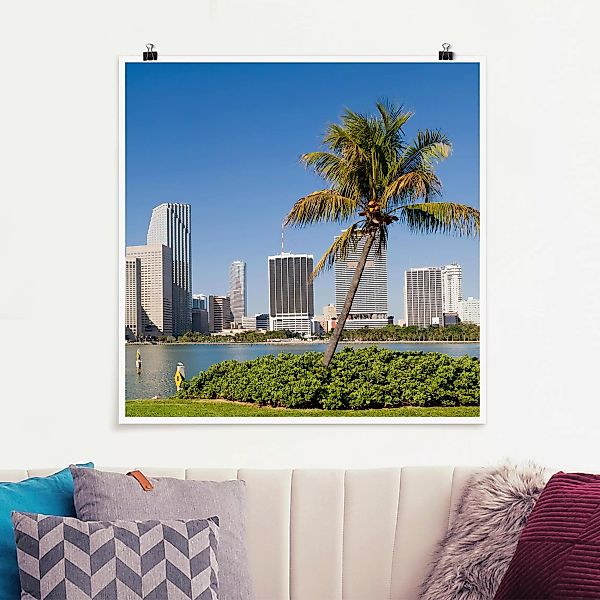 Poster Architektur & Skyline - Quadrat Miami Beach Skyline günstig online kaufen