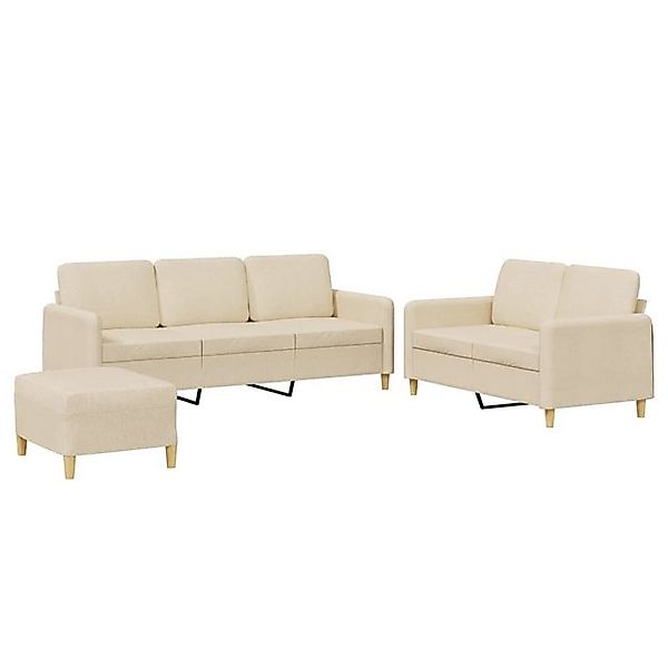 vidaXL Sofa 3-tlg. Sofagarnitur mit Kissen Creme Stoff günstig online kaufen