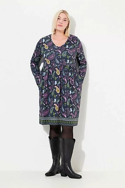 Ulla Popken Midikleid Longshirt Blüten A-Linie V-Ausschnitt Langarm günstig online kaufen