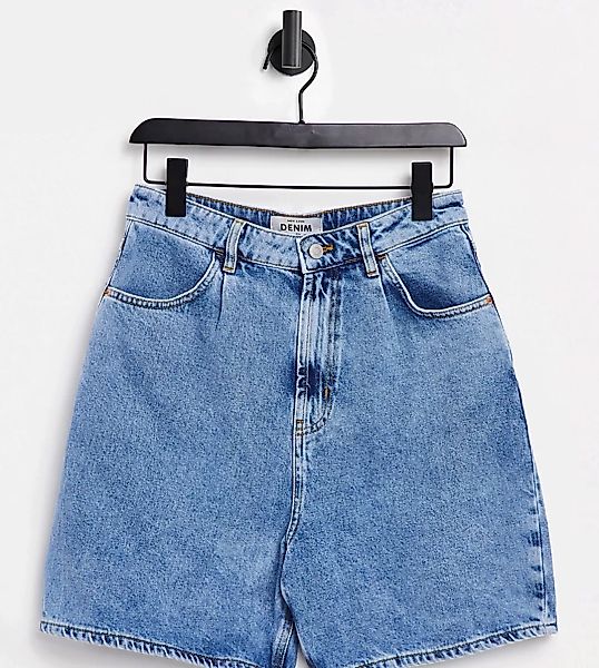 New Look Tall – Shorts mit Falten in Mittelblau günstig online kaufen