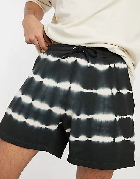ASOS DESIGN – Oversize-Shorts aus Jersey mit Batikmuster in gestreifter Opt günstig online kaufen