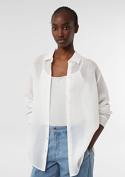 Comma Langarmbluse Semitransparente Ramie-Bluse in Oversize günstig online kaufen