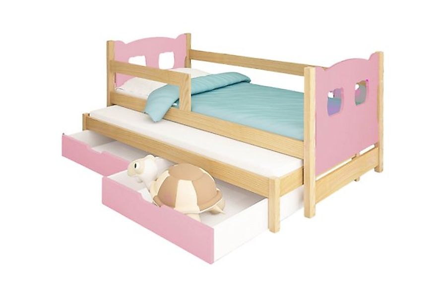 thematys Jugendbett Kinderbett mit abnehmbaren Rausfallschutz und zwei Schu günstig online kaufen