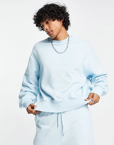 ASOS DESIGN – Oversize-Sweatshirt mit akzentuierten Ärmeln in Blau, Kombite günstig online kaufen