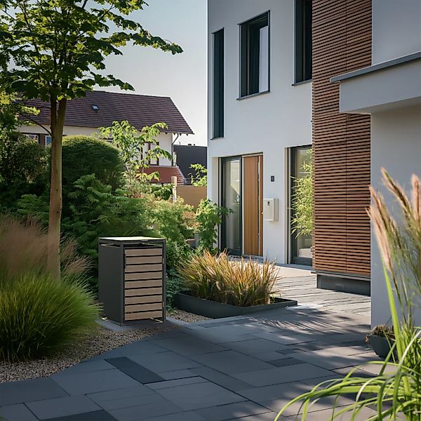 Westmann Mülltonnenbox Lacina 1 x 240, Anthrazit/Holzoptik 80 x 68 x 116 cm günstig online kaufen