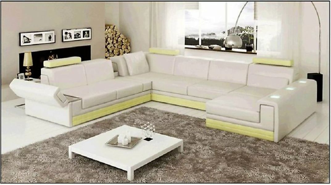 JVmoebel Ecksofa Ledersofa Couch Sofa Ecksofa Eck Design Modern Sofa Beleuc günstig online kaufen