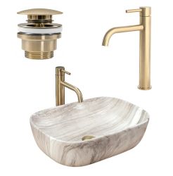 wohnwerk.idee Aufsatzwaschbecken Waschbecken Marmor Naturstein Belinda günstig online kaufen