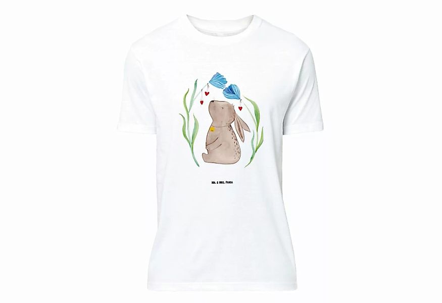 Mr. & Mrs. Panda T-Shirt Hase Blume - Weiß - Geschenk, T-Shirt mit Spruch, günstig online kaufen