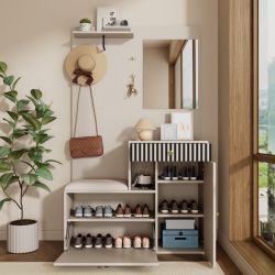 Merax Garderoben-Set mit Spiegel, Schuhschrank & günstig online kaufen