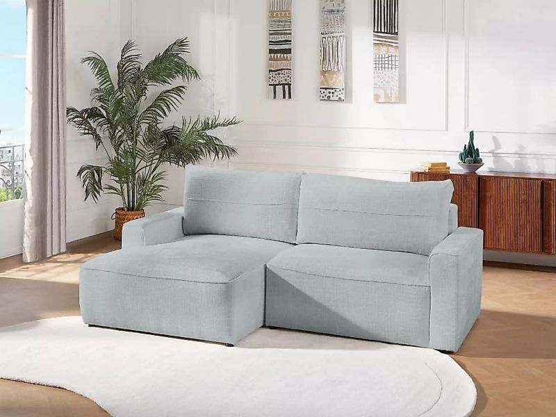 Ecksofa mit Schlaffunktion - Ecke links - Strukturstoff - Grau - VESATO günstig online kaufen