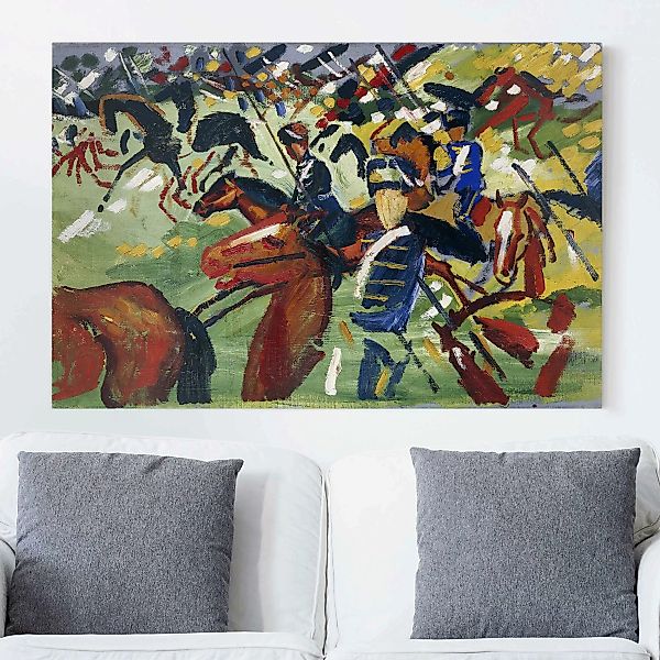 Leinwandbild - Querformat August Macke - Husaren im Aufbruch günstig online kaufen