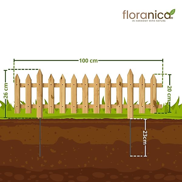 Floranica Staketenzaun Vorgartenzaun Steckzaun Gartenzaun Zierzaun günstig online kaufen