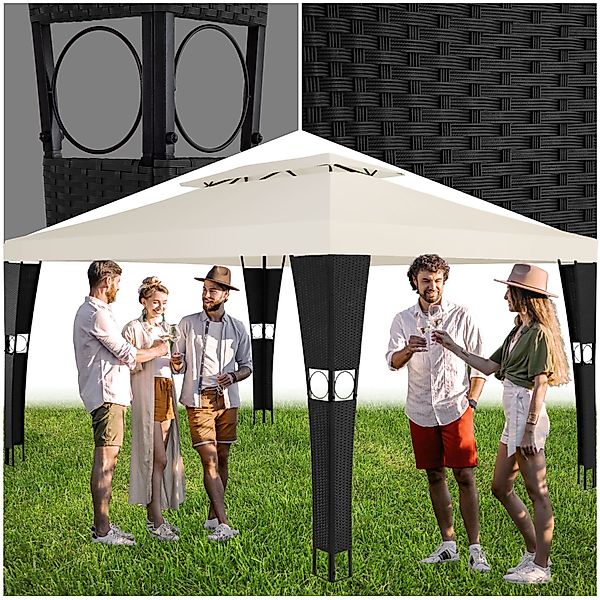 tectake Pavillon Rattan Gartenpavillon, mit 0 günstig online kaufen